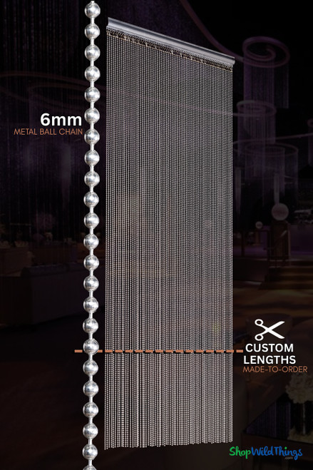 Double density steel ball chain beaded curtain featuring 6mm real metal beads, handcrafted in Arizona by ShopWildThings.com