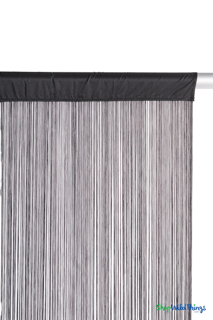 Long Black String Curtain Panel 7.3 ft – Stylish Hanging Divider for Weddings and Venues – ShopWildThings.com