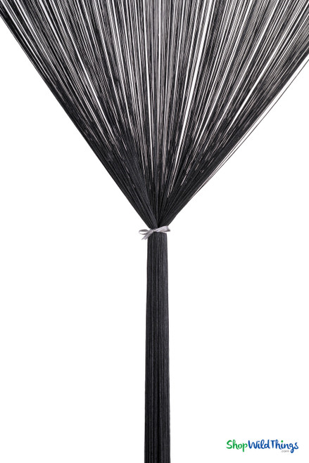 String Curtain Black 35 1/2 In x 12 Ft - FR Fire Rated - Polyester & Cotton "Nassau" (trimmable length!)