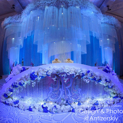White String Curtain Deal, Make 12' Long Fringe Curtains into Hanging Columns for Large Venues by ShopWildThings.com