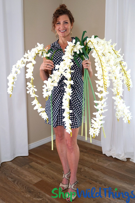 Large Draping Flower Spray, 66" Cream Wisteria Bloom, Long Stem Silk Flowers for Centerpieces, Arches & Arbors by ShopWildThings.com