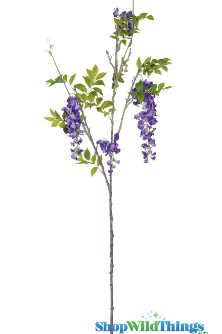 Triple Stem Draping Flower Spray, 48" Long Stem Wisteria with 5 Blooms, Long Stem Silk Flowers for Centerpieces, Arches & Arbors by ShopWildThings.com
