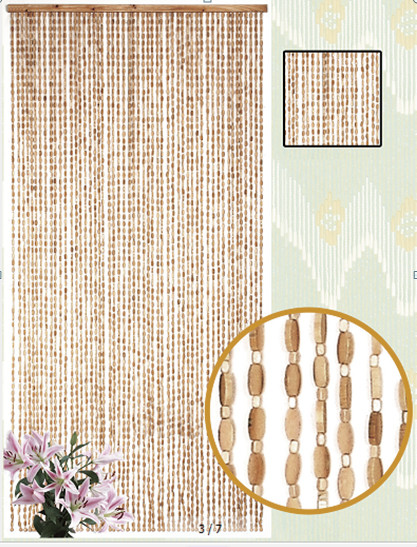 Bamboo Beaded Door Curtain - Natural Backdrop - ShopWildThings.com
