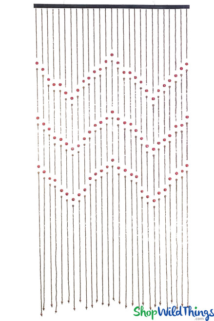 Beading ビーディング　1L Natural Bamboo Beaded Curtain - Browns & Red - ShopWildthings.com
