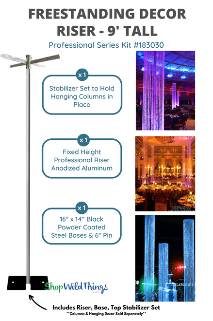 Crystal Column Riser Kit to make Freestanding decor from hanging Columns - ShopWildThings.com
