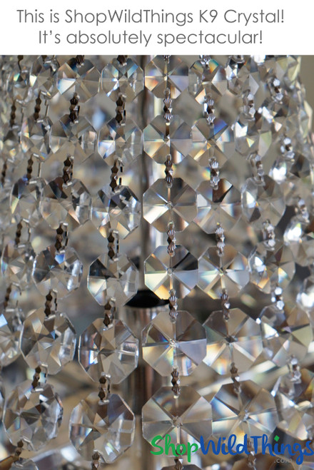 Beautiful Faceted K9 Crystals are Featured on this  8 Arm Chandelier by ShopWildThings.com