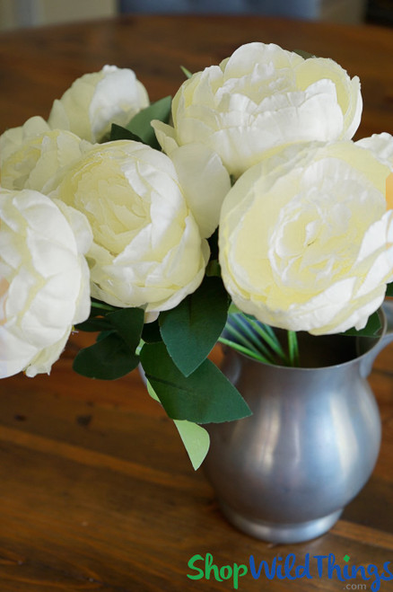 Tall Ivory Peony Flower Bouquet for Brides, Centerpieces, Floral Risers or Floral Chandeliers | ShopWildThings.com