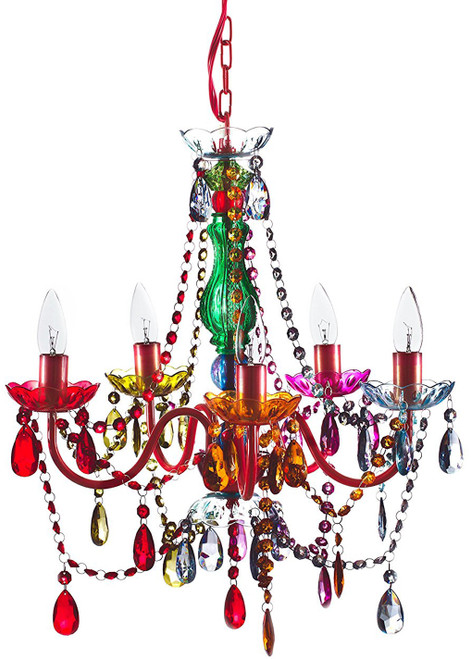 COMING SOON! Chandelier Bohemian Multicolor - 21" x 19" - 5 Lights - Hardwire - Collapsible