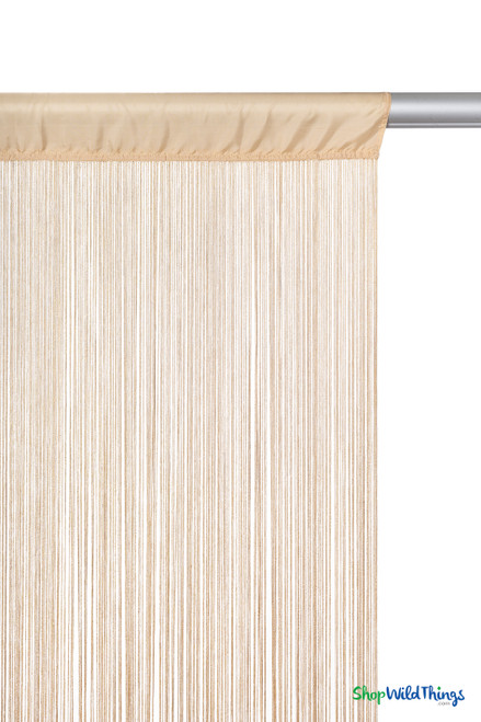 Golden Blonde 12' String Curtain Fringe Panel for Doors, Windows, Room Dividers, Rod Pocket Curtain Backdrops by ShopWildThings.com