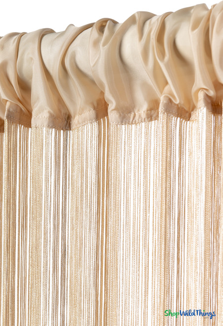 Golden Blonde 12' String Curtain Fringe Panel for Doors, Windows, Room Dividers, Rod Pocket Curtain Backdrops by ShopWildThings.com