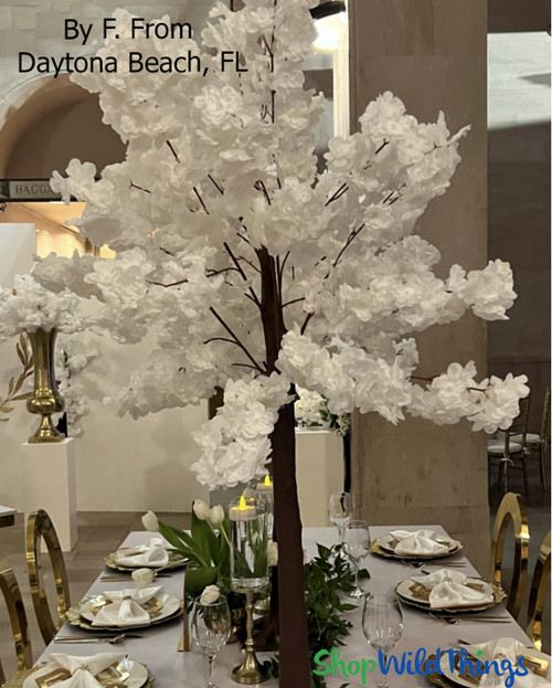 Wedding Centerpiece Trees Pure White Flowers for Wedding Tables Fake Tree ShopWildThings.com