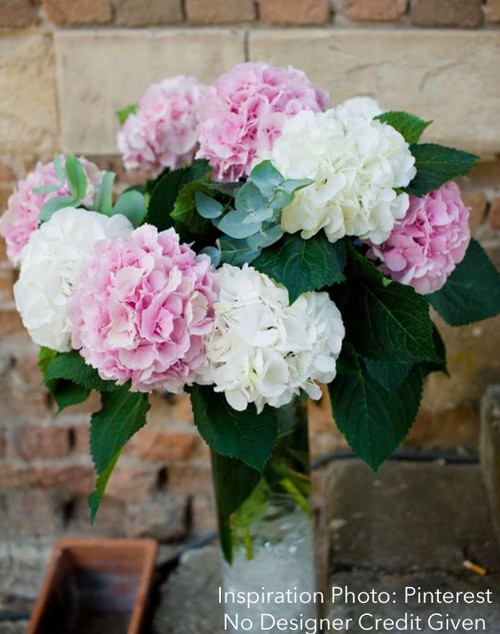 6 Head White Bouquet, Hydrangea Bunch Adds Height and Life to Centerpieces and Backdrop Decor