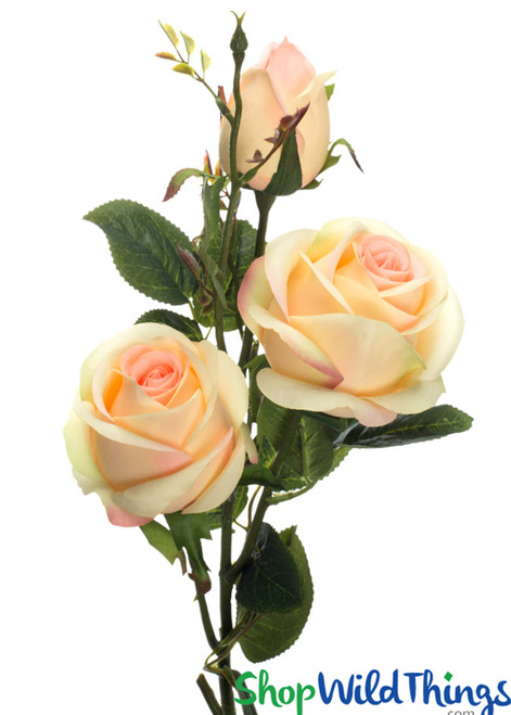 31" Tall Blush Pink & Yellow Roses Flower Spray for Bridal Bouquets, Centerpieces, Floral Risers or Floral Chandeliers | ShopWildThings.com
