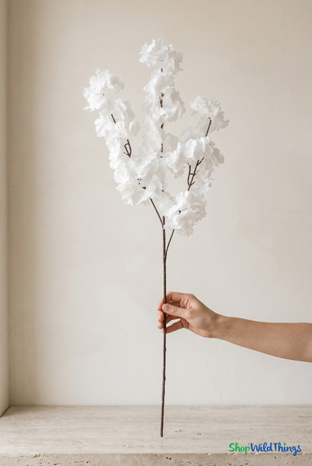 Dogwood Blossom Branch -  36" Long - Bendable - Pure White