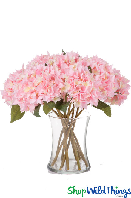 ShopWildThings Pink Silk Hydrangea Flowers Deluxe Style