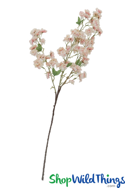 Cherry Blossom Branch Artifical Blush Pink Flowers with realistic branch and leaves shopwildthings.com