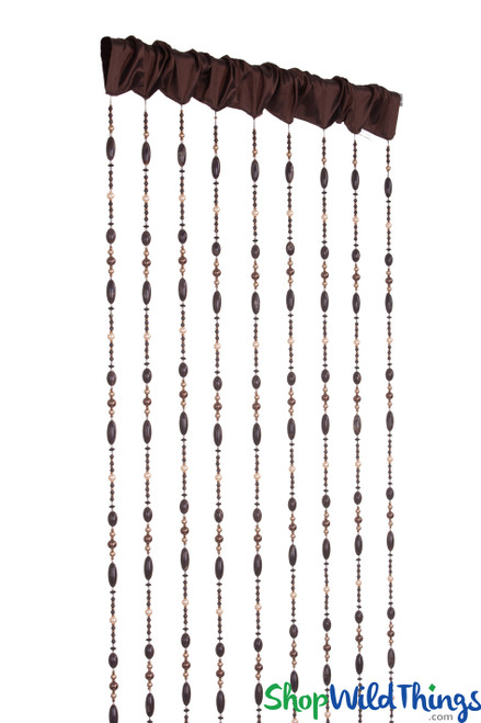 Brown Beaded Curtain with Fabric Rod Pocket 7Ft Long by 40" Wide | ShopWildThings.com