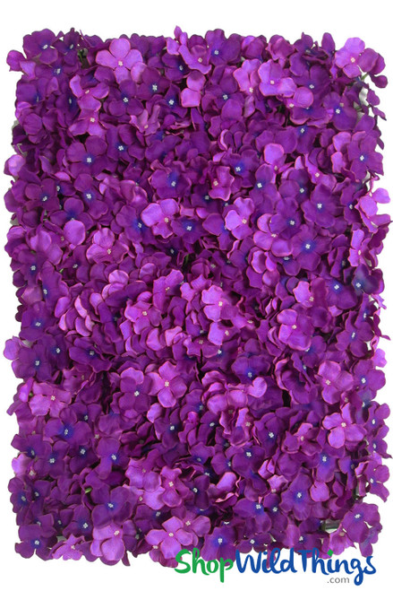 Purple Hydrangeas Flower Wall Backdrop Panels Artificial Silk ShopWildThings.com