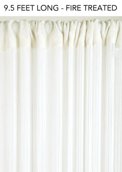 Off-White Fire Treated String Curtain Fringe Panel for Doors and Windows, 9.5' Long Rod Pocket Curtain Backdrop by ShopWildThings.com
