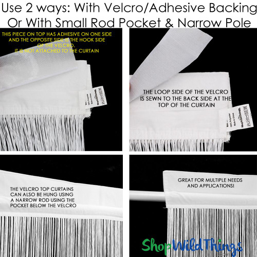 Velcro & Rod Pocket Curtains, Versatile Silky String Curtains for Home or as Wedding & Event Backdrops by ShopWildThings.com