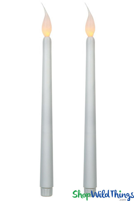 LED Flickering Candles, Battery Operated 11" White Tapers Flameless | ShopWildThings