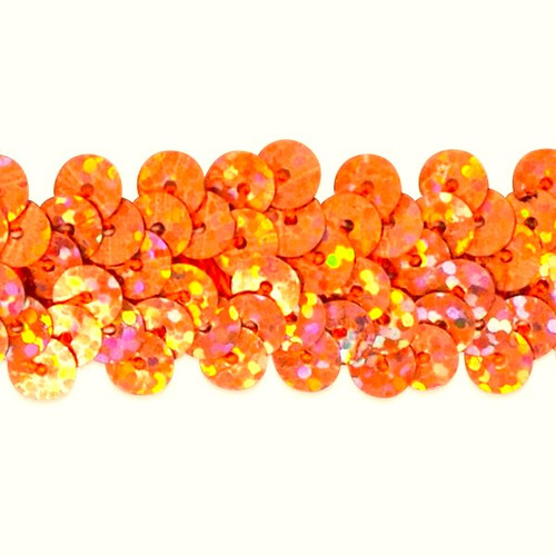 Stretchable Sequin 1" x 30 Feet Trim - Holographic Orange -