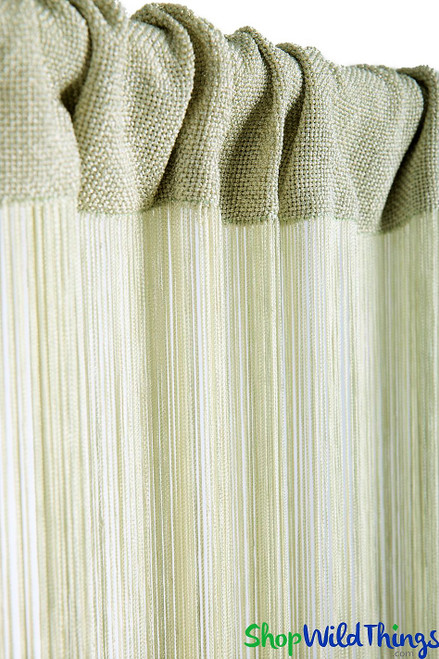 Light Celery Green String Curtain Fringe Panel for Doors and Windows, 7' Long Rod Pocket Curtain by ShopWildThings.com