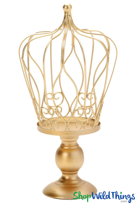 COMING SOON! 2 in 1 Crown Centerpiece with Pedestal, Candle Holder, Cake Topper - Gold 14 3/4"