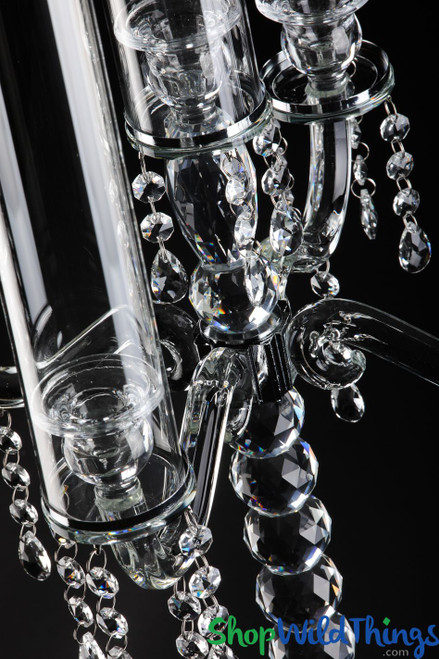 Hurricane Glass Tall Taper Candle Crystal Candelabra ShopWildThings.com