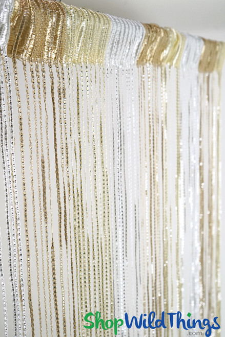 Sparkle White & Ivory Mix String Curtain Fringe Panel for Doors and Windows by ShopWildThings.com
