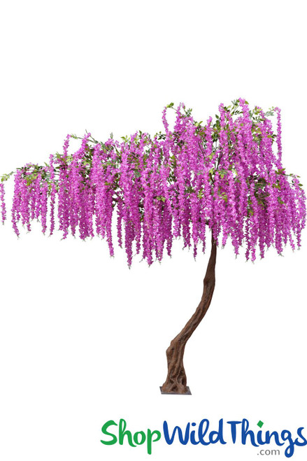 Giant Side Swept Tree, Artificial Flowering Fuchsia Pink & Violet Wisteria Tree, Branches Bend to Shape, ShopWildThings.com