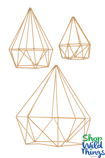 Gold Wire Floral Frames, Set of 3 Hanging or Tabletop Decorations, ShopWildThings.com