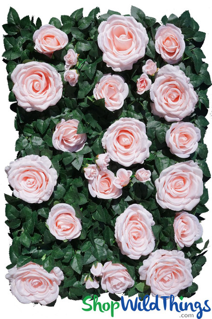 Pink Roses and Green Leaves Backdrop Flower Panel Artificial Flowers ShopWildThings.com