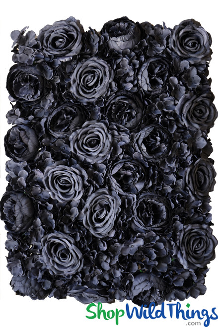 Black Roses Super Premium Flower Wall Backdrop Panels Black Florals ShopWildThings.com