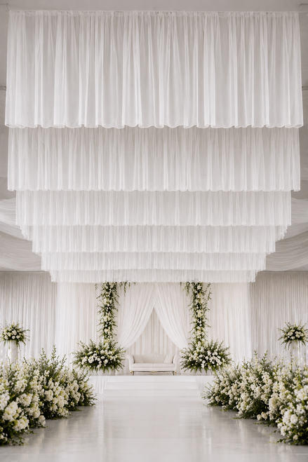 Ceiling Panels Drape "Arabesque" 2 Layer Sheer Fabric - 16.4' Wide x 34" Long