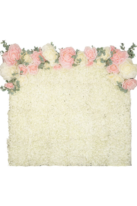 Flower Wall Kit, 8Ft x 8Ft Portable Backdrop, Ivory Hydrangeas, Very Full | ShopWildThings.com