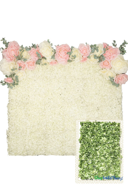 Flower Wall Kit, 8Ft x 8Ft Portable Backdrop, Green Hydrangea Flowers, Very Full | ShopWildThings.com