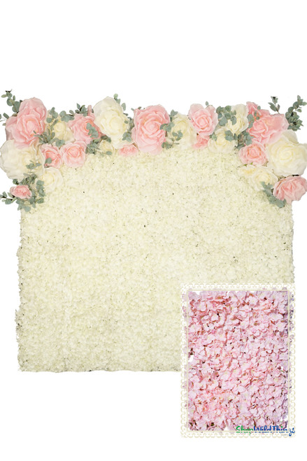 Flower Wall Kit, 8Ft x 8Ft Portable Backdrop, Blush Pink Hydrangea Flowers, Very Full | ShopWildThings.com