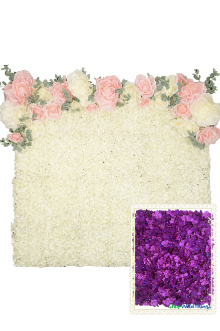 Flower Wall Kit, 8Ft x 8Ft Portable Backdrop, Purple Hydrangea Flowers, Very Full | ShopWildThings.com