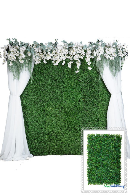 Greenery Wall Kit, 8Ft x 8Ft Portable Backdrop, Variegated Boxwood Landscape Wall | ShopWildThings.com