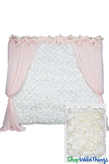 Flower Wall Kit, 8Ft x 8Ft Portable Backdrop, Large Assorted Cream Flowers, Very Full | ShopWildThings.com