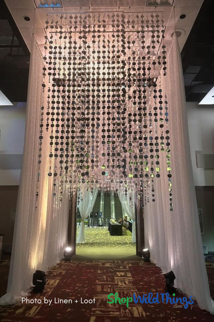 Add drama to your event decor with hanging Diamonds Iridescent Beaded Curtains by ShopWildThings.com – Gala Entrance Decor
