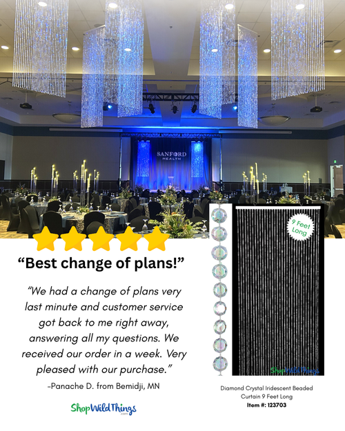Diamonds Beaded Curtain - Bendable Top - Crystal Iridescent - 3 ft x 12 ft