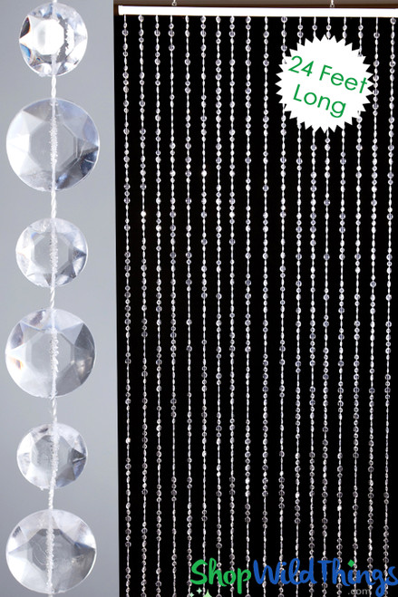 24 Foot Long Crystal Sparkling Beaded Curtains for Backdrops | ShopWildThings.com