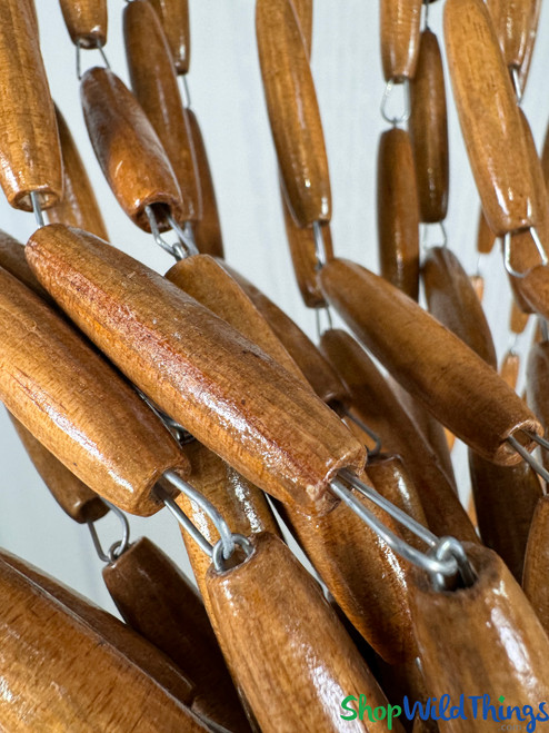 Brown wooden beads door curtain close up of color ShopWildThings.com