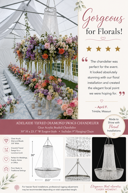 Product Review ShopWildThings Chandelier Installation with Florals