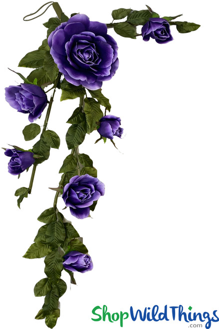 Large Silk Rose Garland | Artificial Purple Wedding Flowers | Hang or Tabletop | Indian Wedding | ShopWildThings.com