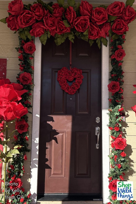 Valentines Day Front Door Porch Decor with Giant Red Roses Create a stunning Valentine’s Day entrance with Jumbo Red Roses and Giant 3-Rose Tabletop Clusters. Whether you're decorating your front door or adding floral touches inside, ShopWildThings has everything you need for the perfect Valentine’s Day decor. From lush greenery to bold red roses, our fast shipping ensures your decor arrives just in time for the big day. Shop now for fast delivery before Valentine’s Day.
