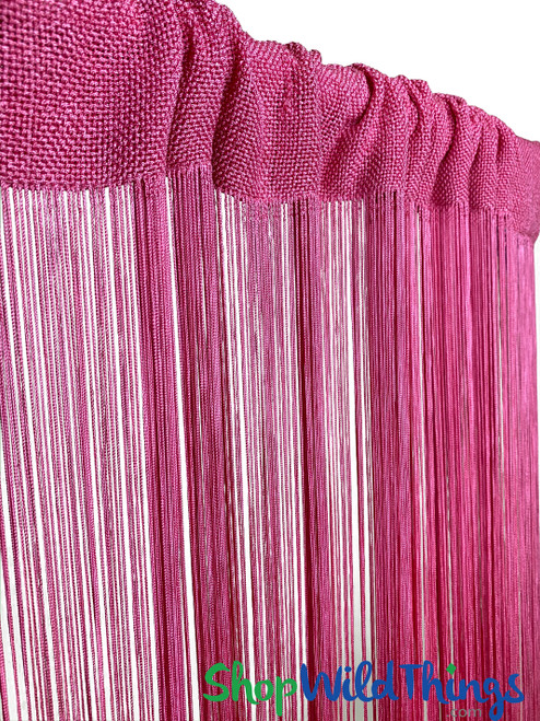 Bubblegum Pink String Curtain with Metallic Thread 6.5' Long Fringe Panel for Doors and Windows by ShopWildThings.com