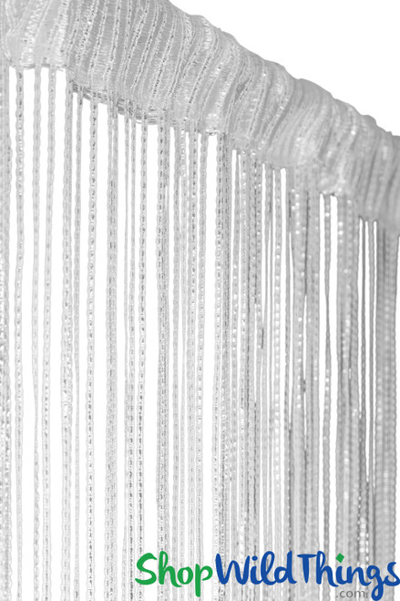 White with Metallic Strands String Curtain Fringe Panel for Doors and Windows, 6.5' Long Curtain by ShopWildThings.com